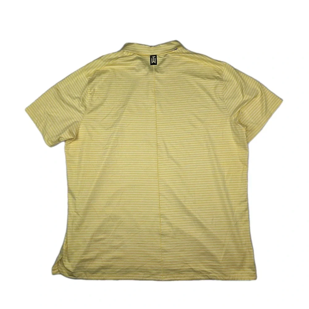 Nike Tiger Woods Polo Shirt Mens XXL Yellow Striped‎ Dri-FIT Golf Performance